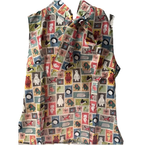 Tulip Tops - Tulip B Small Little Animals  Print W Tie Sleeveless Novelty NWT Cottage core